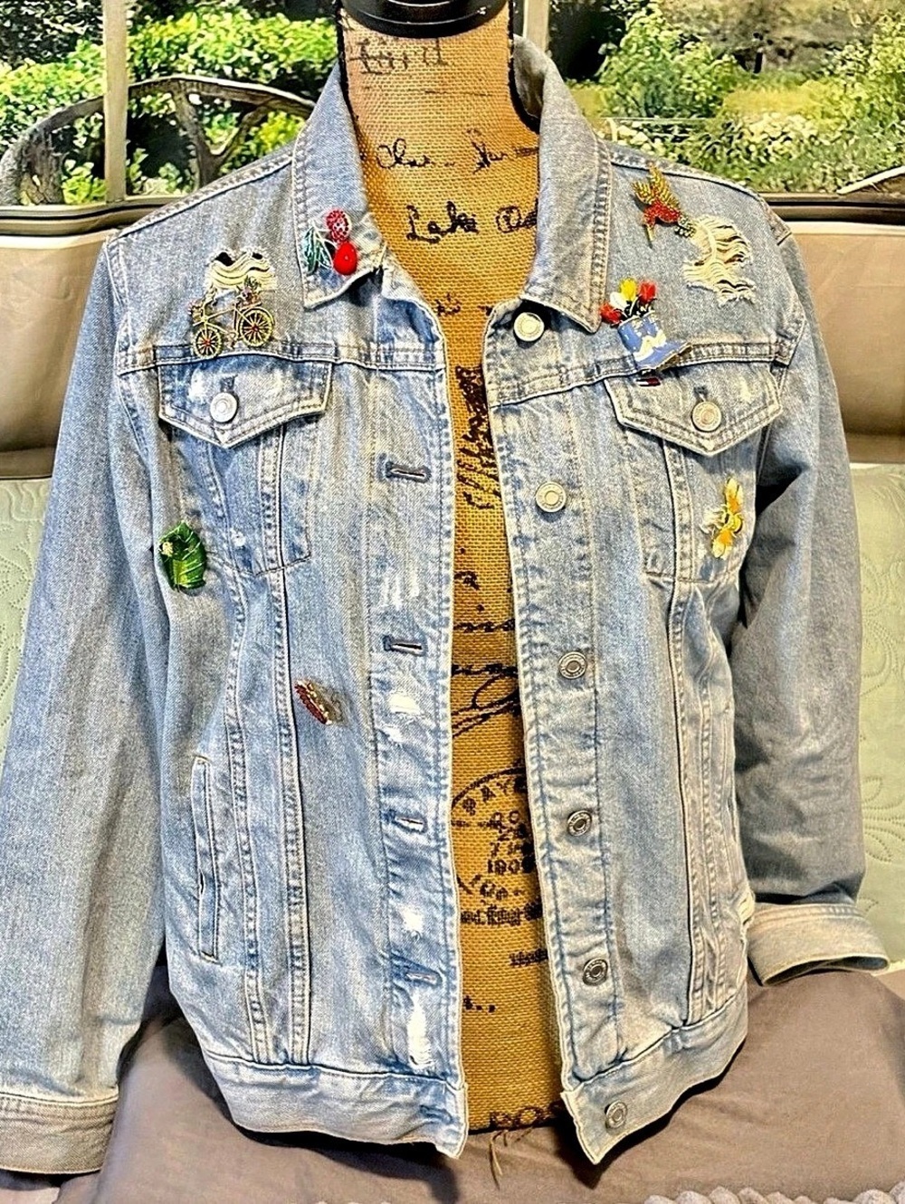 Tommy Hilfiger Distressed Denim Trucker Jacket Blue